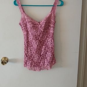 Ann Ferriday pink lace tank top